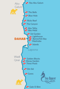 Diving in Dahab: map of the dive sites